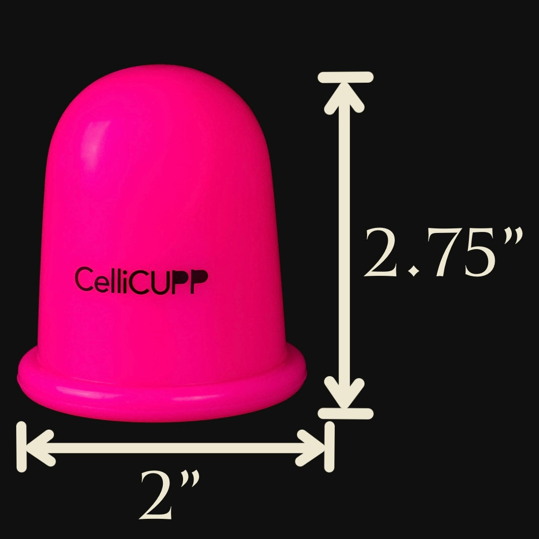 CelliCUPP® cupping tool for cellulite prevention and smoothing, whole body tension, detoxification, digestion, and aesthetic benefits. From face to feet this versatile size is perfect for staring your cupping regimen or for medium sized areas on the body.